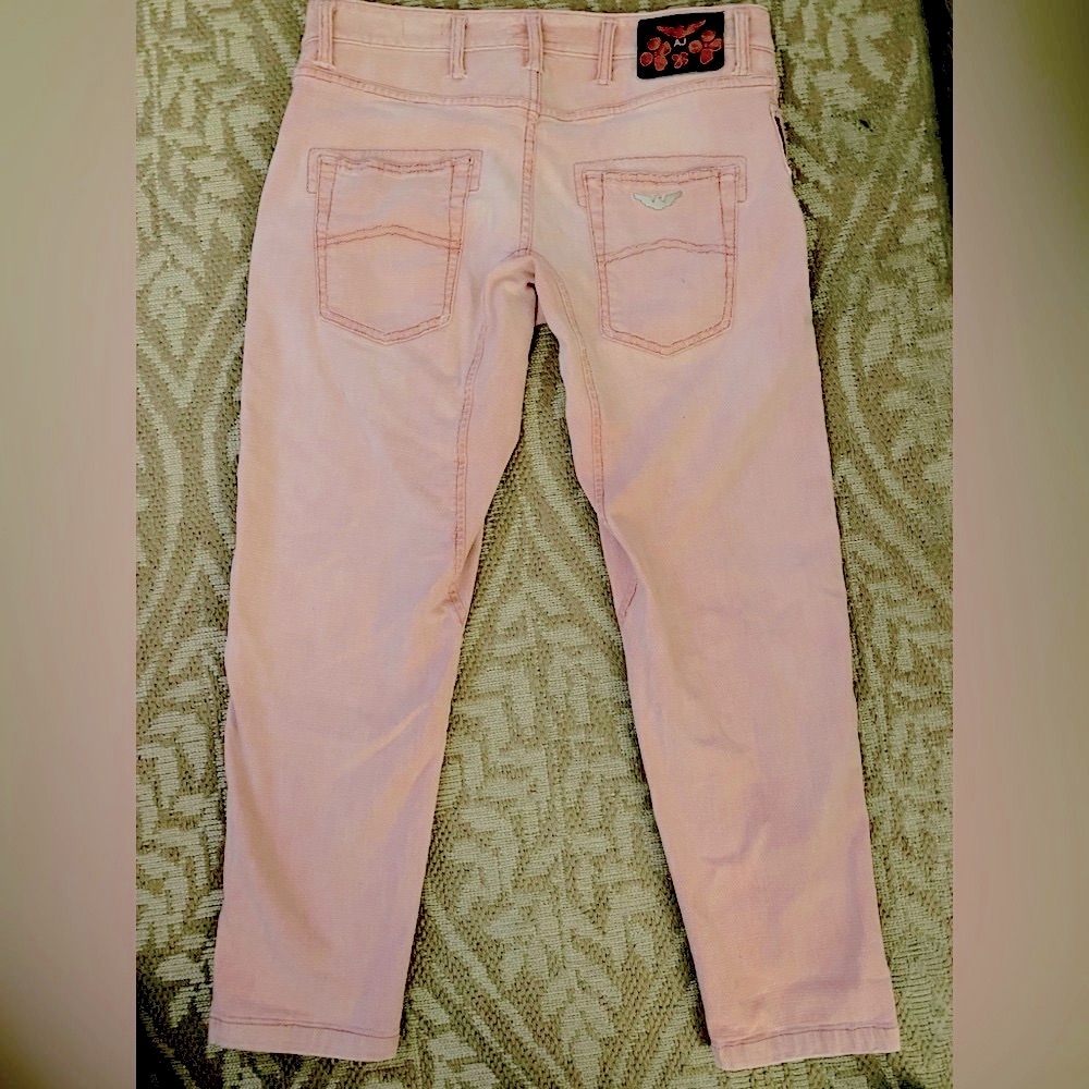Armani Jeans Light Pink Distressed Antifit-Low Crotch Mens Jeans 31